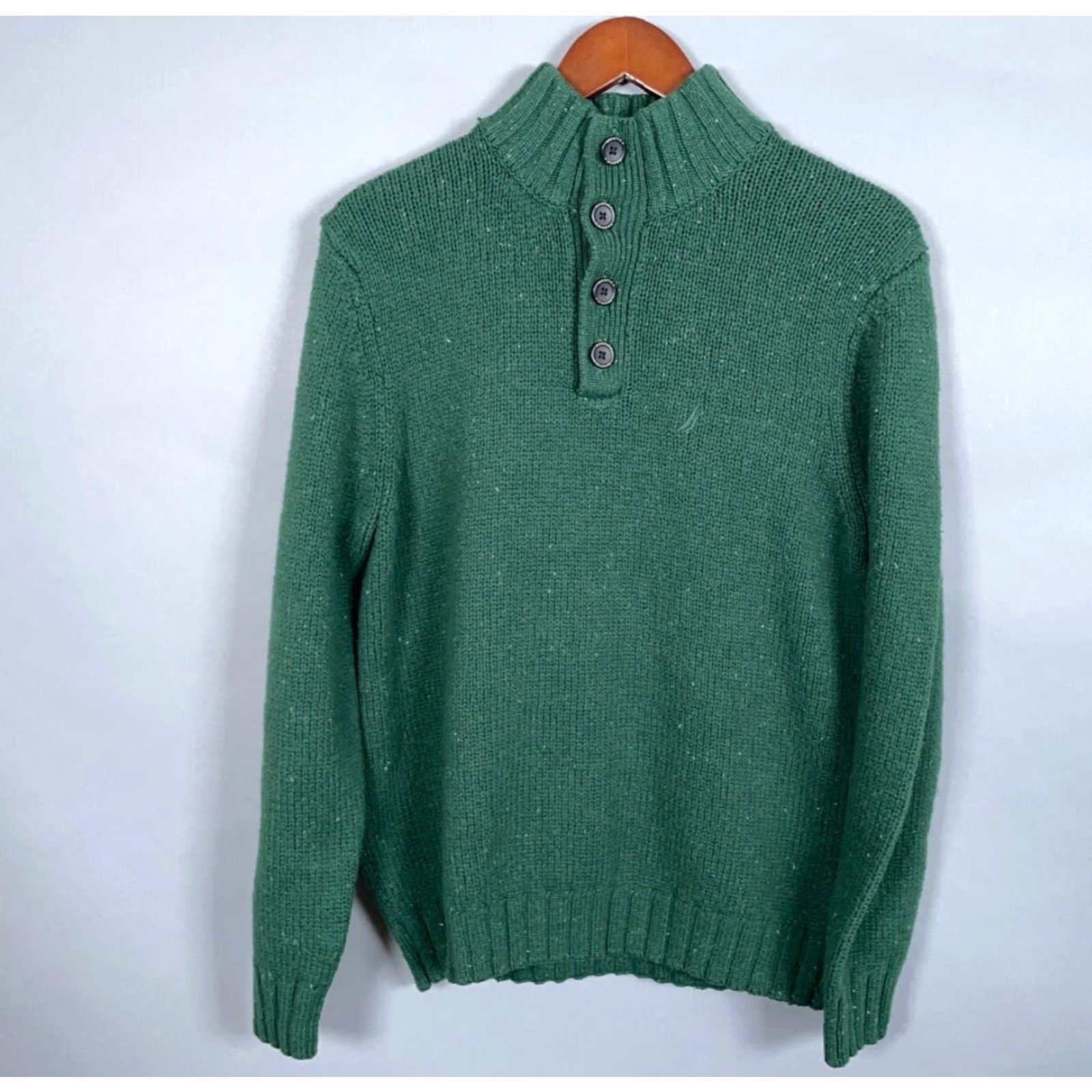 Nautica VINTAGE Nautica Henley Sweater Adult Small Green Chunky Knit 90s Classic Size US S / EU 44-46 / 1 - 2 Thumbnail