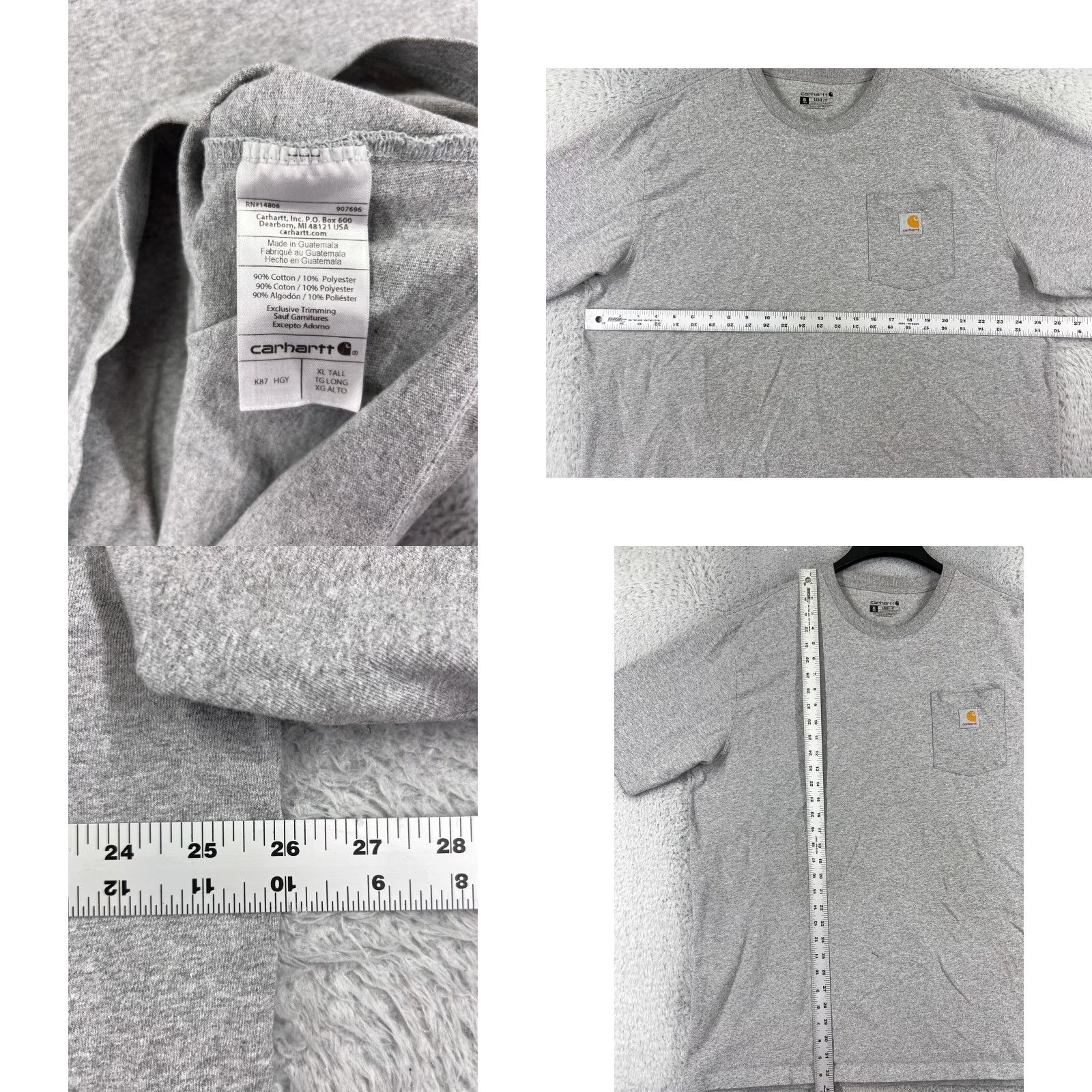Carhartt VINTAGE Carhartt Shirt Men Extra Large Tall Gray Pocket Short Sleeve 100% Cotton Size US XL / EU 56 / 4 - 8 Thumbnail