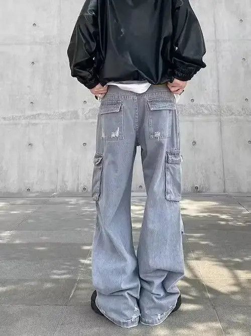 Japanese Brand × Jean Opium Cargo Gray Distressed Jeans, Utility Jeans Size US 32 / EU 48 - 4 Thumbnail