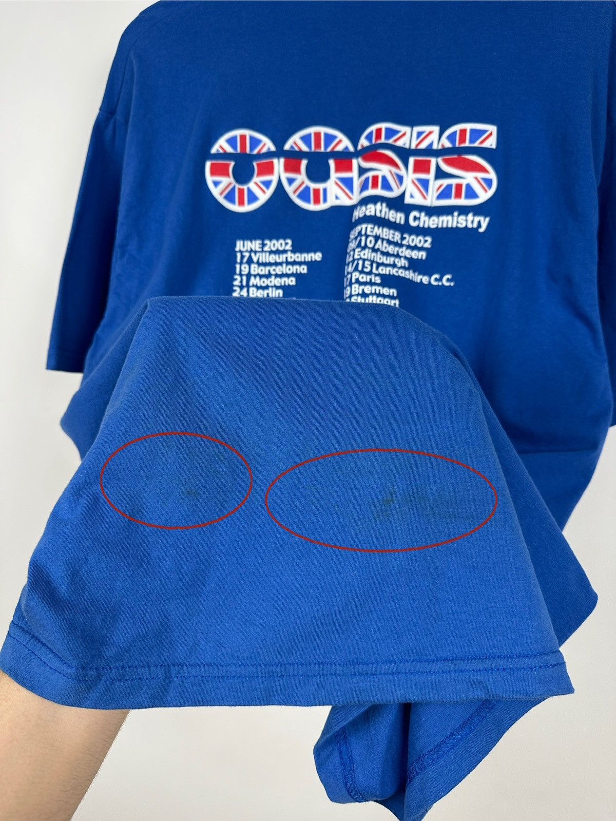 Band Tees 2002 Vintage Oasis Heathen Chemistry Tour Blue Band T-Shirt Size US XL / EU 56 / 4 - 22 Thumbnail