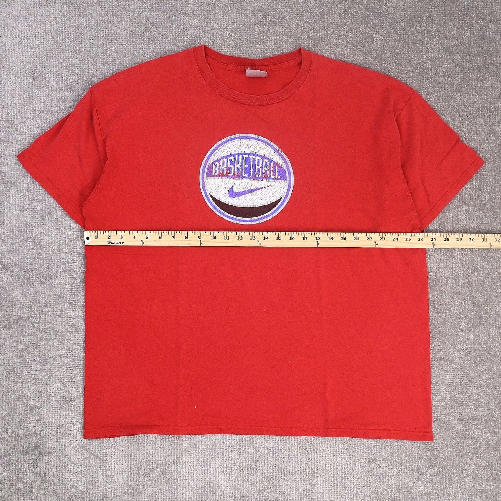 Nike VINTAGE Nike Basketball Shirt 2XL Red Short Sleeve Crew Neck Mens 90s Sports Swoosh Thrashed Size US XXL / EU 58 / 5 - 4 Thumbnail