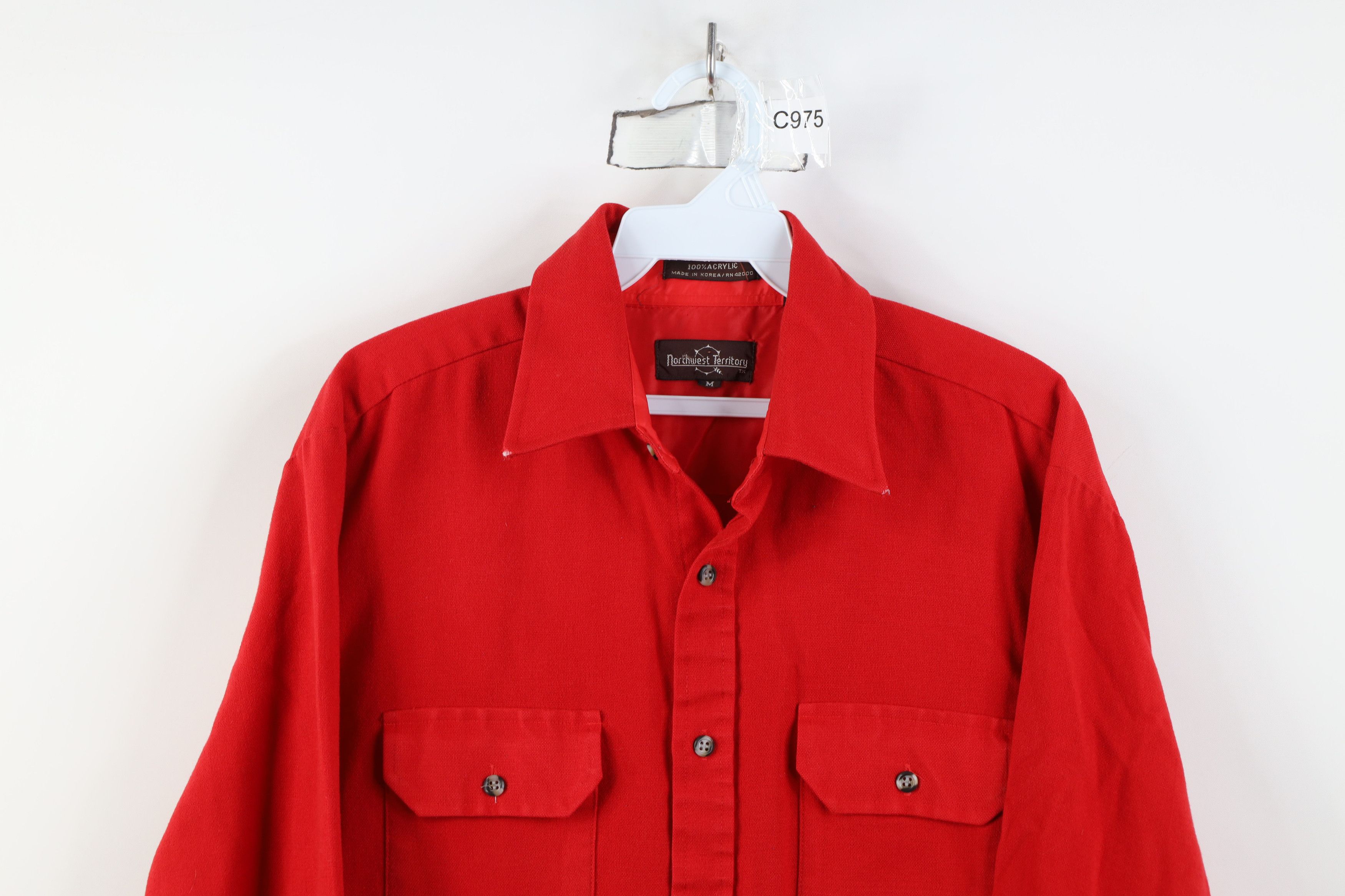 Vintage Vintage 90s Streetwear Pocket Knit Collared Button Shirt Red Size US M / EU 48-50 / 2 - 2 Thumbnail