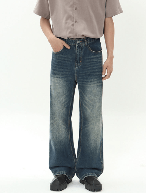 Japanese Brand × Jean American retro distressed loose all-match straight jeans Size US 32 / EU 48 - 2 Thumbnail