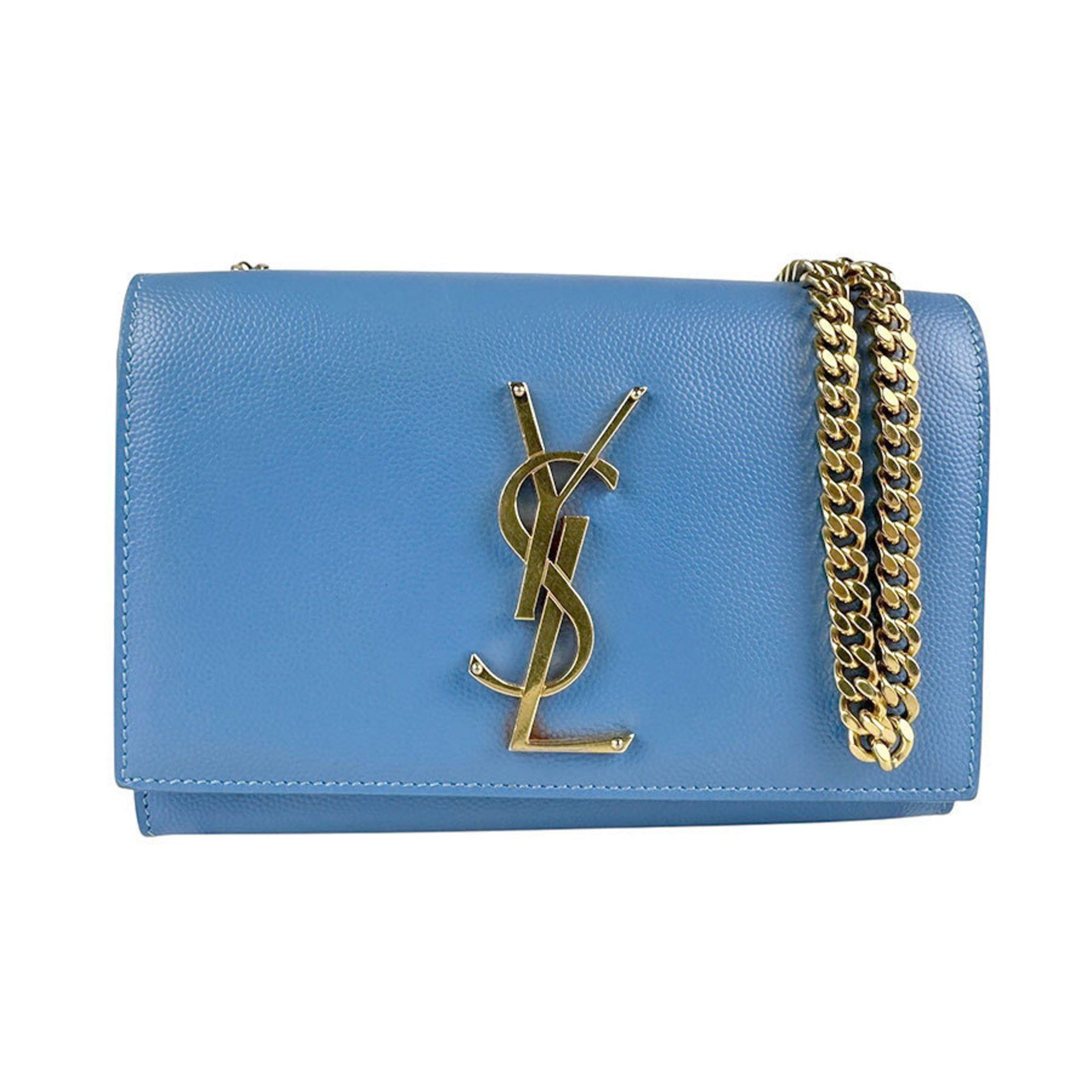 Saint Laurent shoulder bag in blue and gold leather, women's