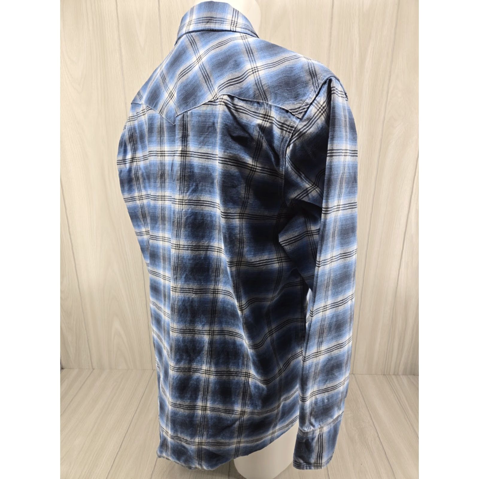 Wrangler Wrangler Button-Up Shirt Blue Plaid Pearl Snap Western 2XT Men's Long Sleeve Casual Size US XXL / EU 58 / 5 - 7 Thumbnail