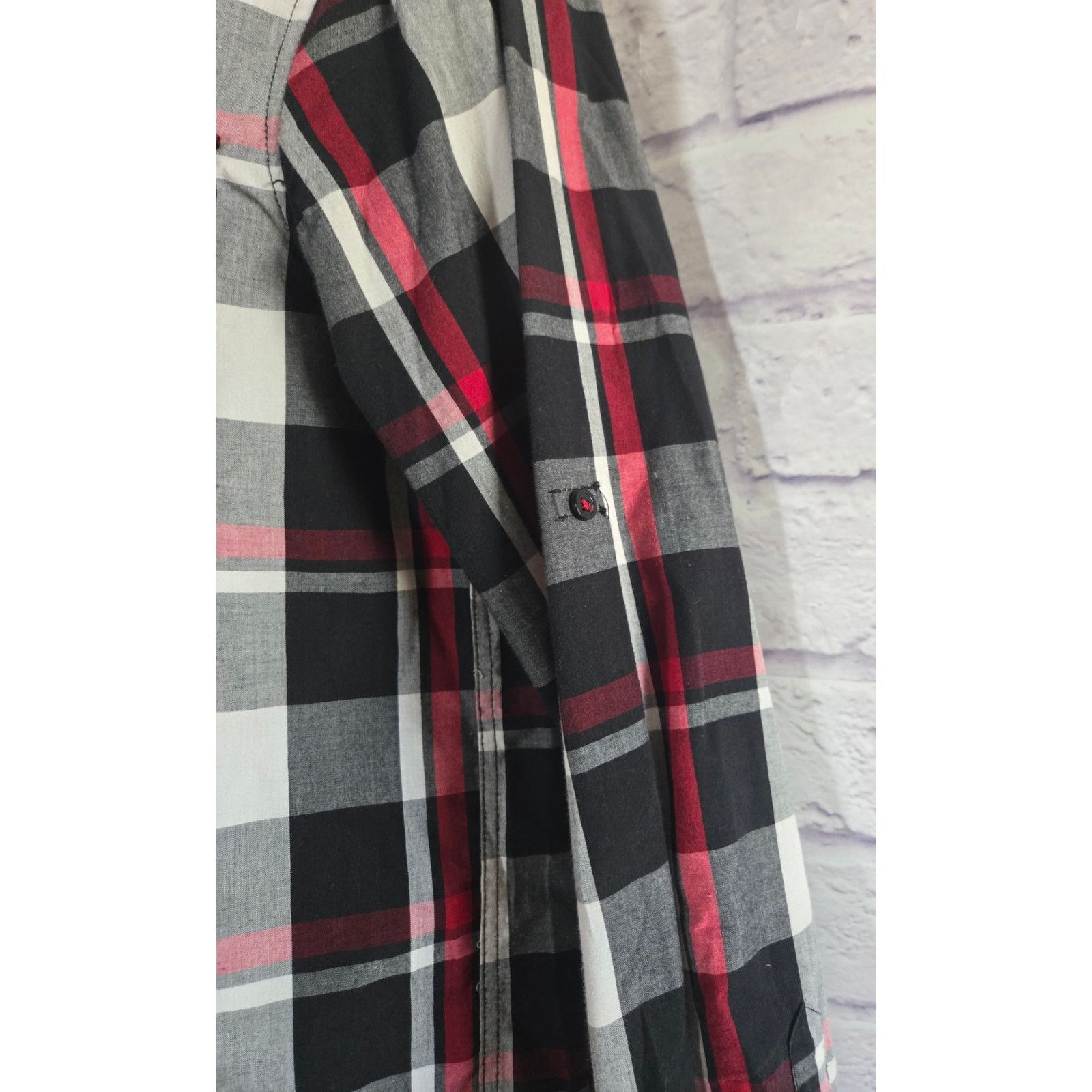Eighty Eight Eighty Eight Red Black White Plaid Roll Tab Button Shirt M Size US M / EU 48-50 / 2 - 2 Thumbnail
