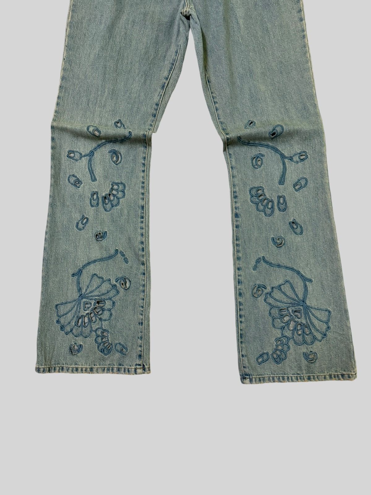 Hysteric Glamour × Japanese Brand Flared Distressed BUFFALO JEANS Trashed Embroidery Denim Size US 34 / EU 50 - 5 Thumbnail