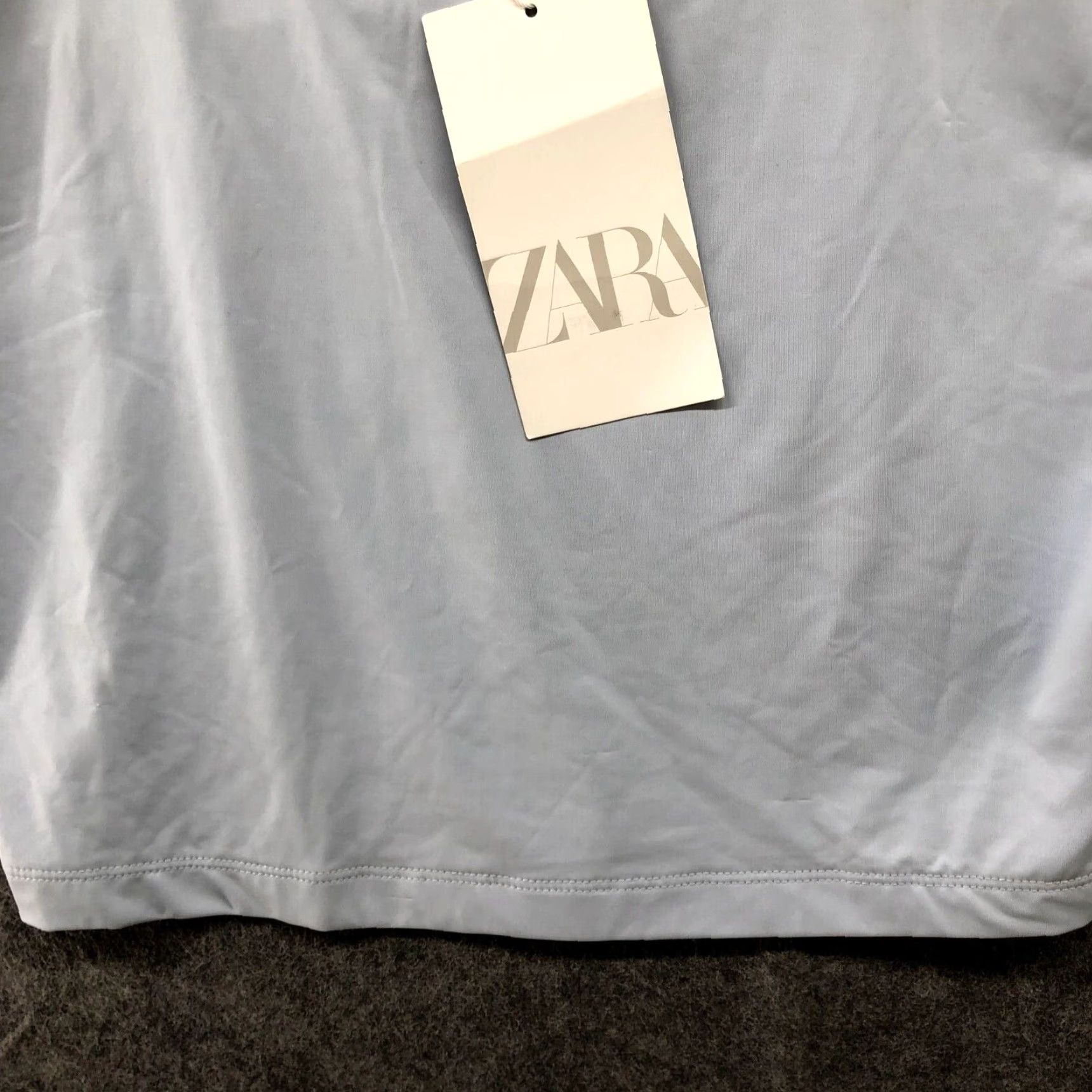 Zara Zara Cropped T Shirt Womens L Blue Crewneck Nylon Fitted Short Sleeve Size L / US 10 / IT 46 - 5 Thumbnail