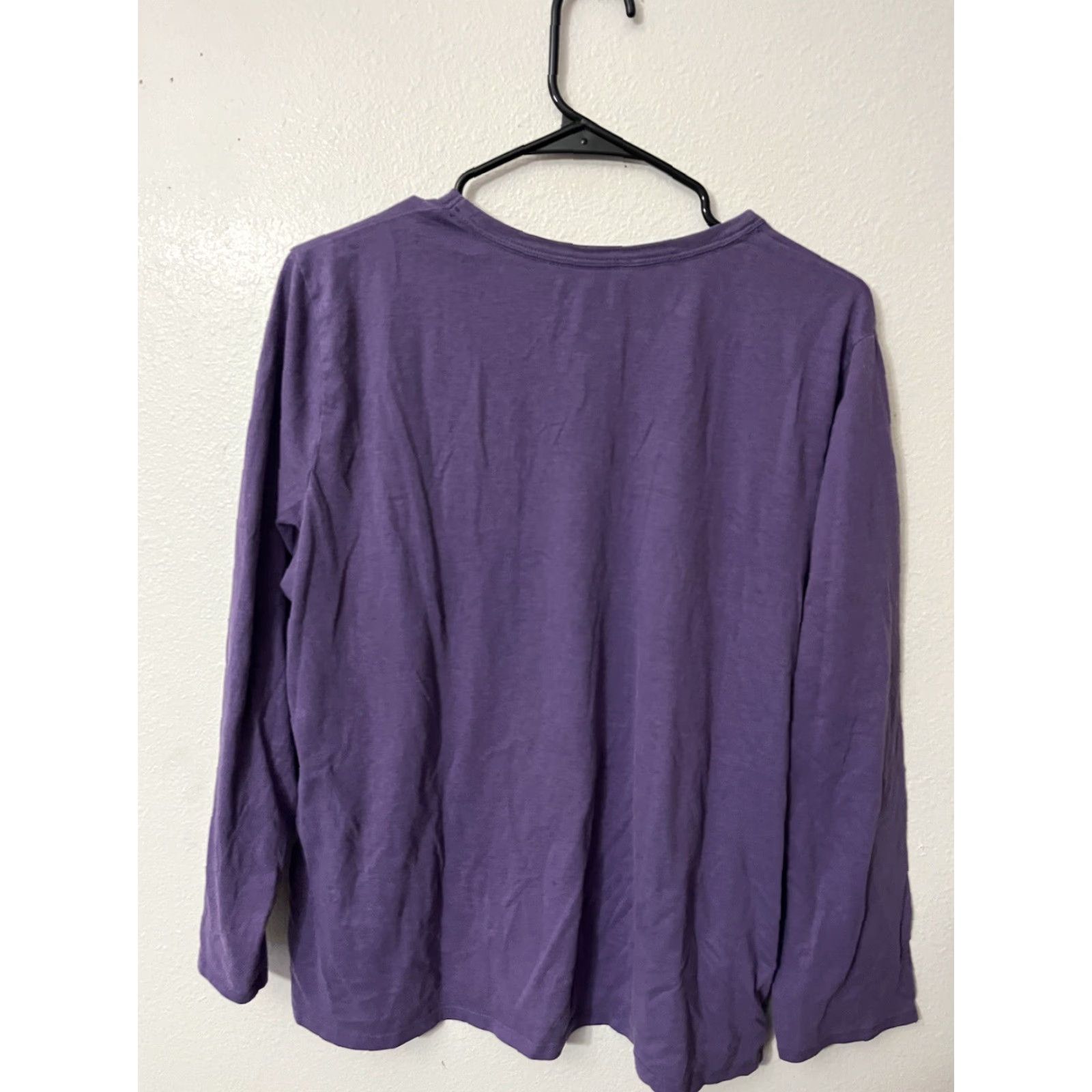 Nautica Nautica Shirt Women's XL Purple Cotton Long Sleeve Casual Crew Neck Pullover Basic Solid A Classic Everyday Top Size XL / US 12-14 / IT 48-50 - 2 Thumbnail