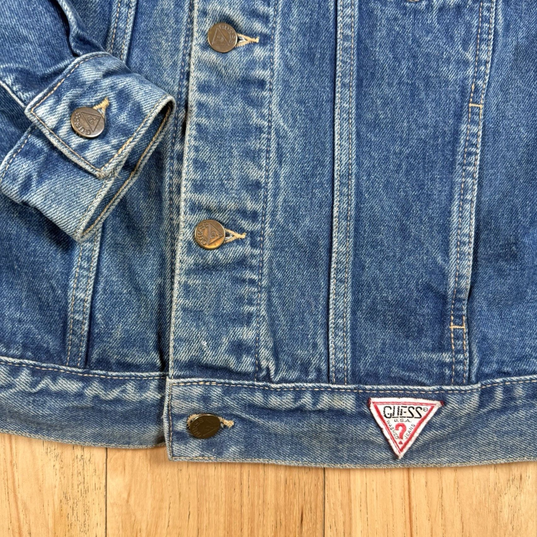 Guess VINTAGE Guess Denim Jacket Mens M Blue Cotton Denim Biker 80s USA Made Shirt/Coat Mens Size US M / EU 48-50 / 2 - 3 Thumbnail