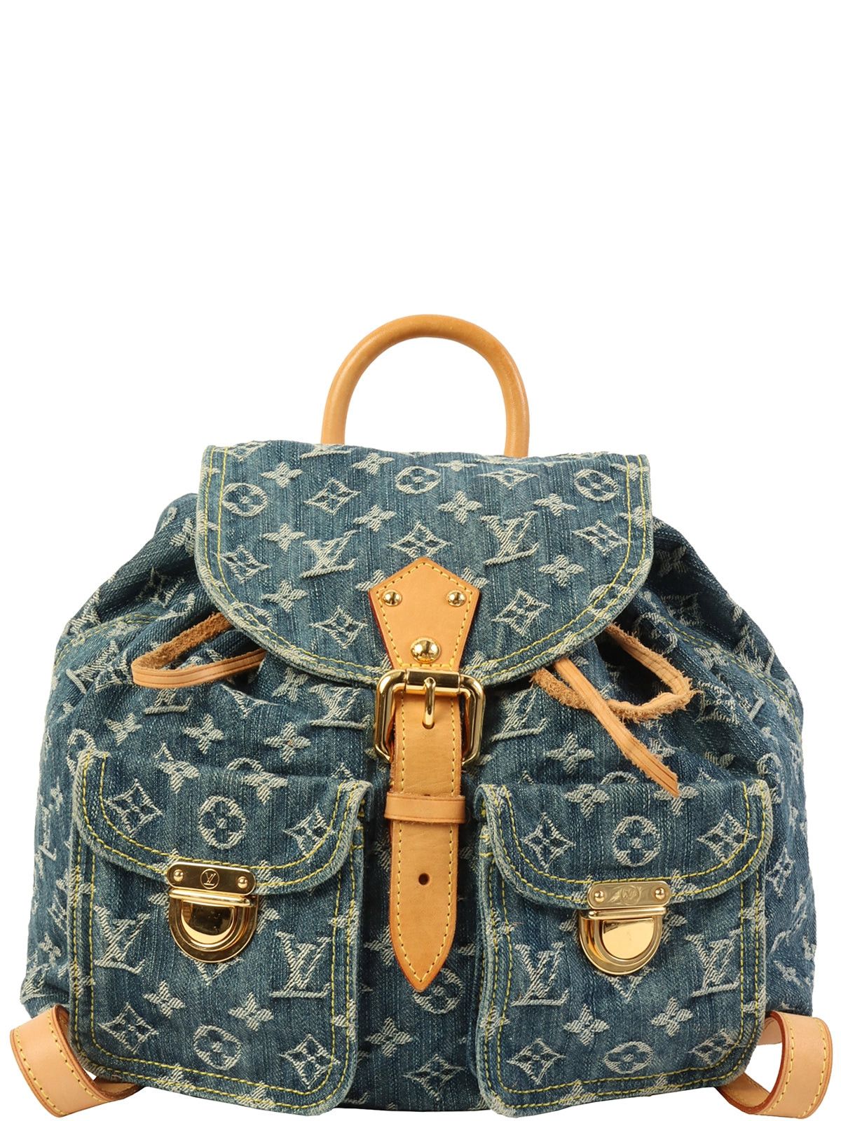 image of Louis Vuitton 2006 Made Denim Sac A Dos Gm Indigo in Purple, Women's