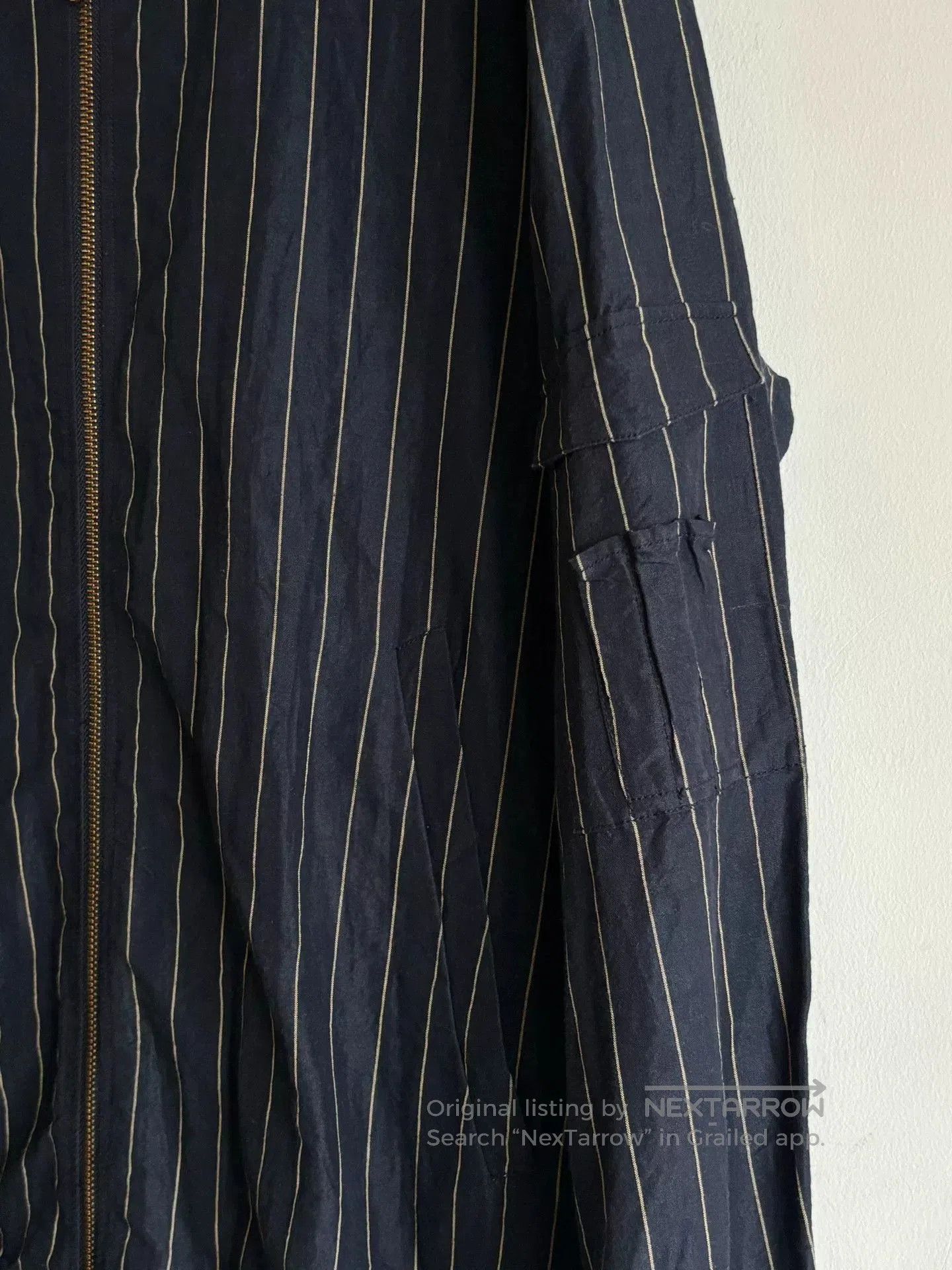 Ziggy Chen Decoster Striped Baseball Jacket in Navy Blue. Size US L / EU 52-54 / 3 - 4 Thumbnail