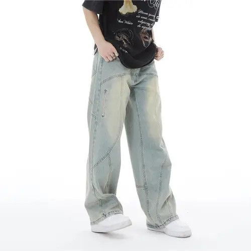 Jean Mikami x Honji Topstitched Seam Baggy Flared Jeans Men y2k Size US 32 / EU 48 - 4 Thumbnail
