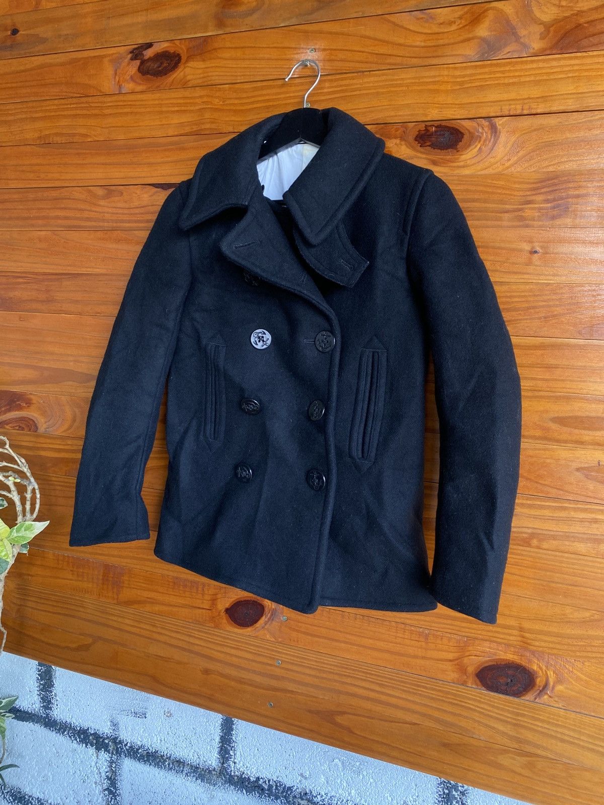 Jun Takahashi Violet Buffalo Wallows Black Wool Pea Coat Outerwear Size US XXS / EU 40 - 4 Thumbnail
