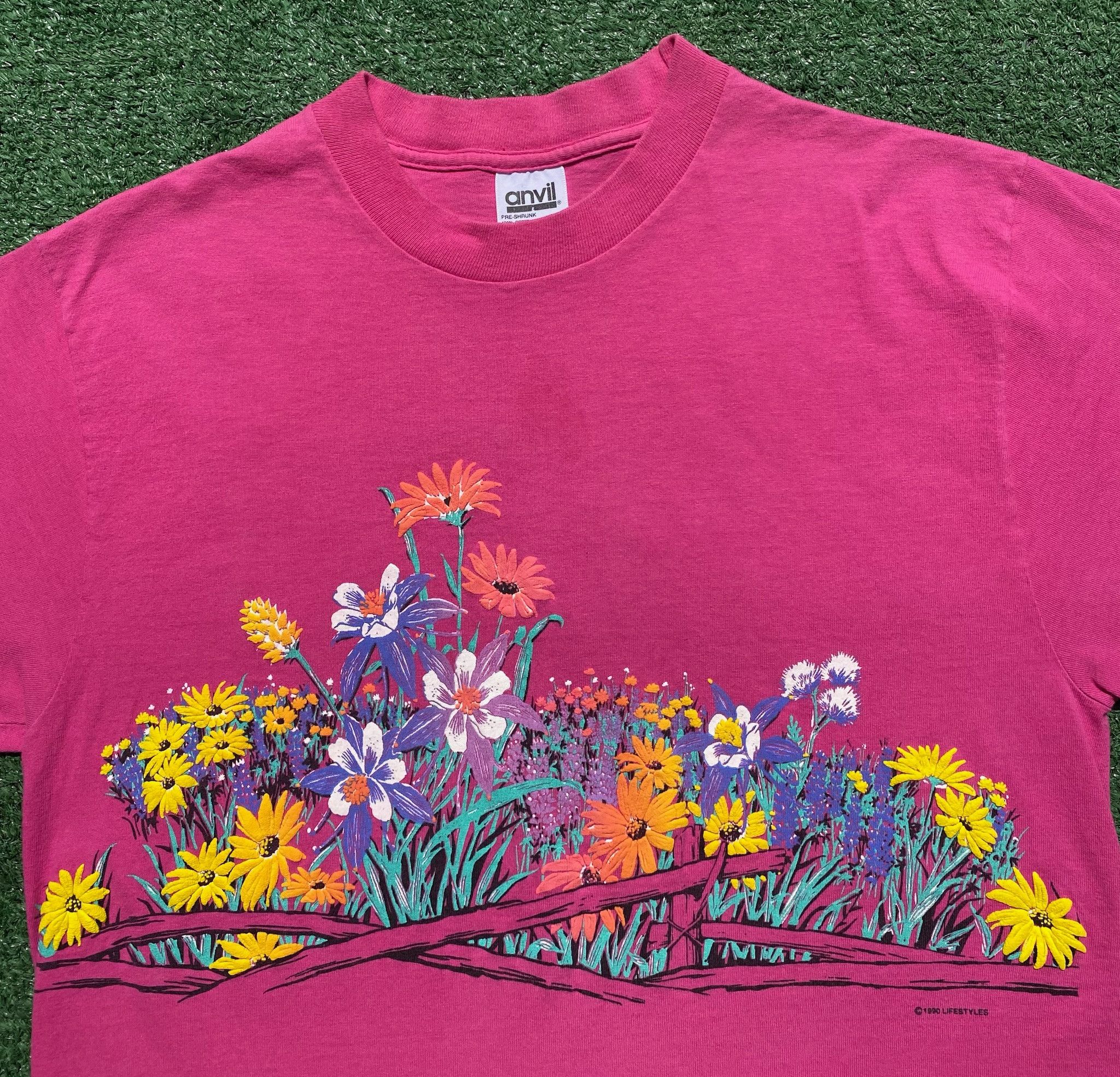 Vintage 90's Wildflowers Puff Print Double Sided T-Shirt Medium Size M / US 6-8 / IT 42-44 - 2 Thumbnail