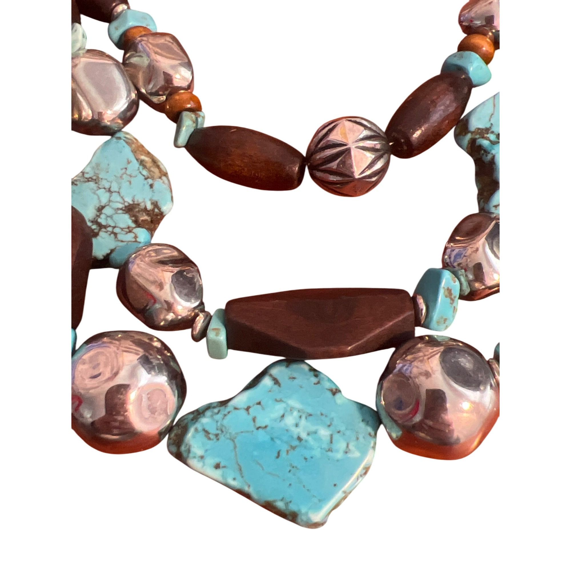 Other Chunky Multicolor Beaded Necklace Layered Faux Turquoise Woo Size ONE SIZE - 2 Thumbnail