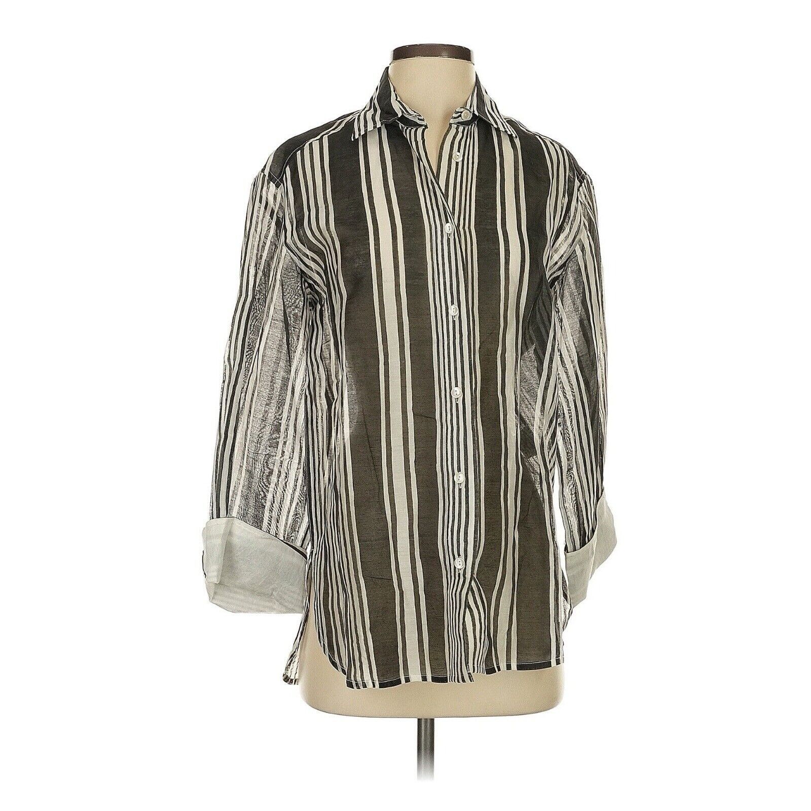 Other NYMaNE Ethnically Made Cotton Silk Striped Shirt Button Down Size S / US 4 / IT 40 - 2 Thumbnail