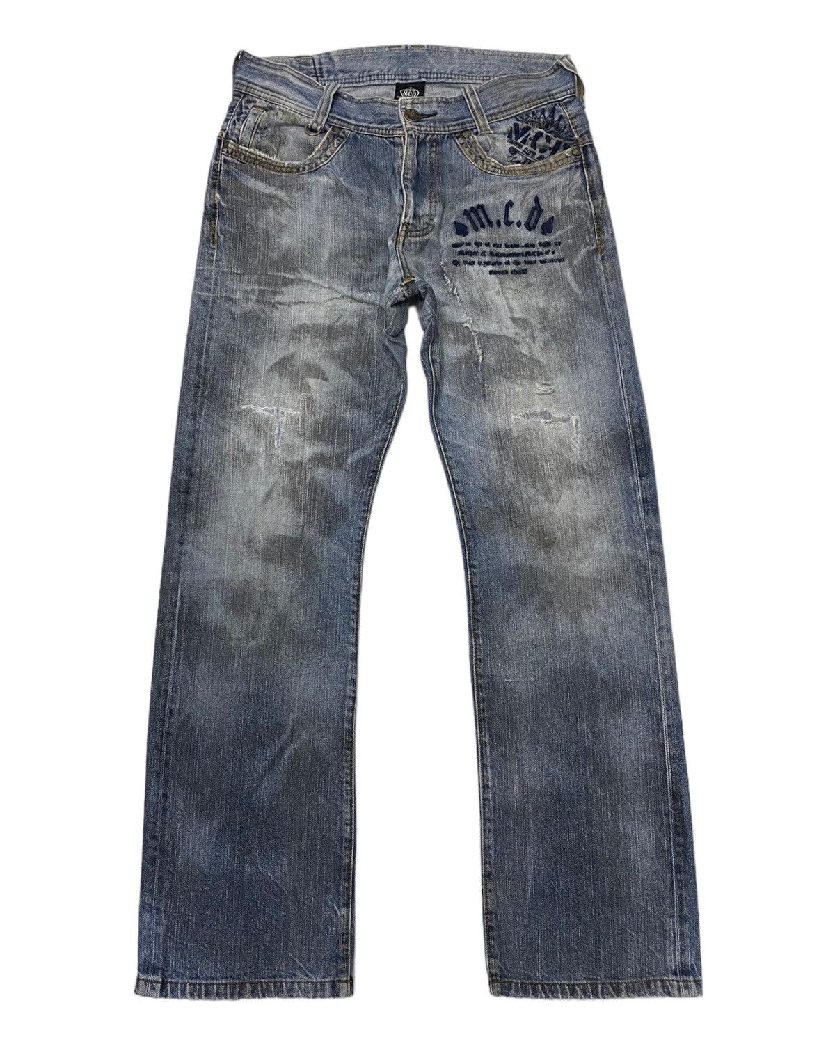 If Six Was Nine 🔥MORE CORE DIVISION EMBROIDERY DISTRESSED DENIM JEANS RARE Size US 32 / EU 48 - 2 Thumbnail