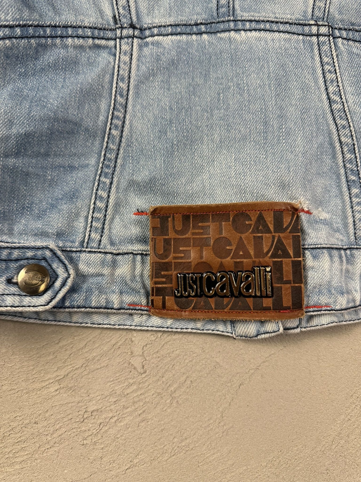 Just Cavalli 2000s Roberto Cavalli Denim Faded Jacket Y2k Size XS / US 0-2 / IT 36-38 - 13 Thumbnail