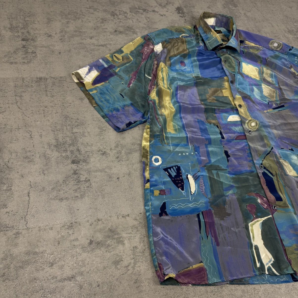 Gucci Vintage 90s Gucci Abstract Art 100% Silk Shirt Made in Italy Size US M / EU 48-50 / 2 - 2 Thumbnail