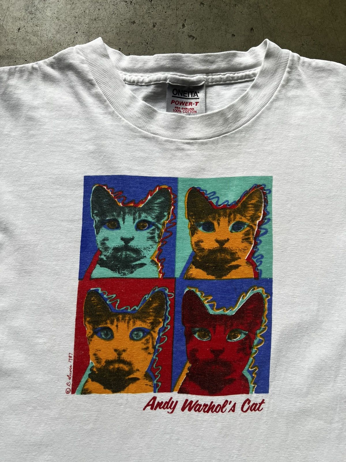 Vintage 1987 Andy Warhol’s Cats Pop Art Tee Shirt Haring Dali Kahlo Size US M / EU 48-50 / 2 - 3 Thumbnail