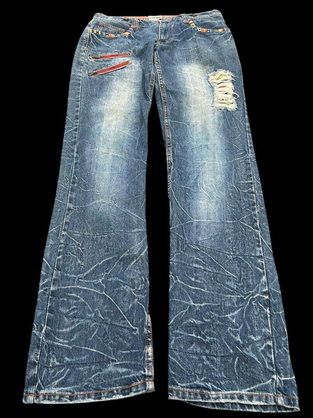 Japanese Brand × Kapital × Vintage Japanese Nylaus Distressed Punk Vintage Denim Jeans Size US 33 - 13 Thumbnail