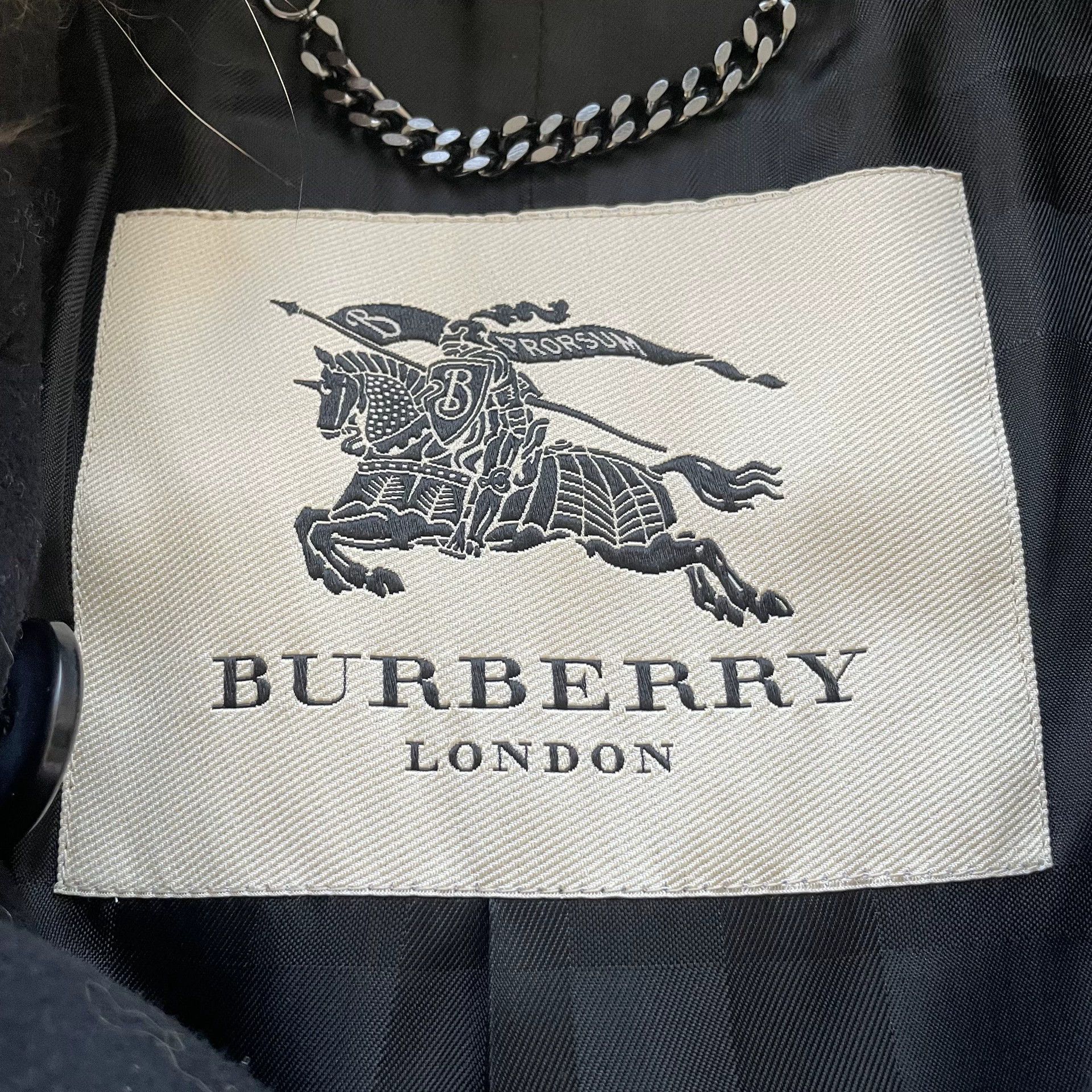 Burberry BBR cashmere coat Women's blk detachable wolf fur collar 36 Size XS / US 0-2 / IT 36-38 - 5 Thumbnail