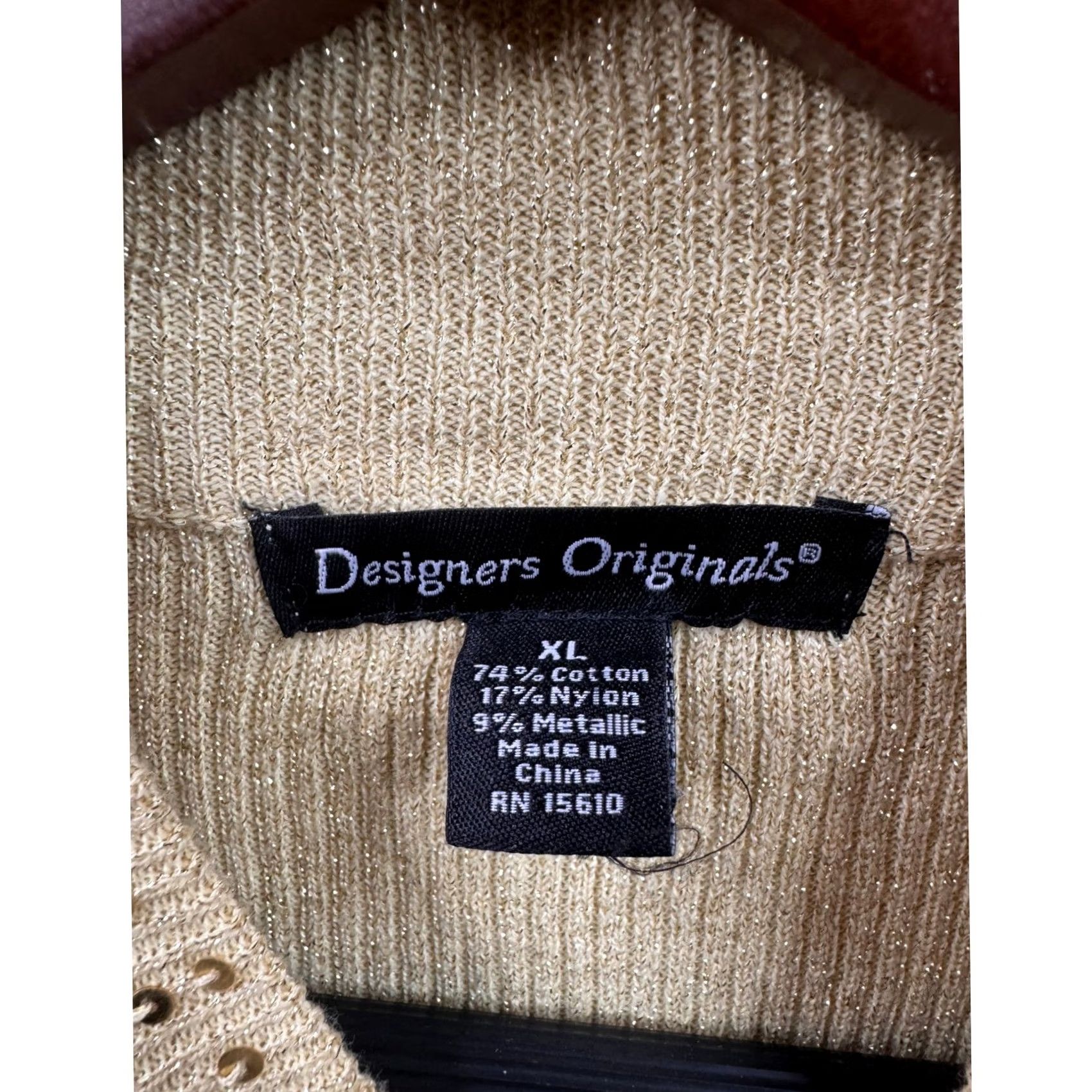 Vintage VINTAGE Designers Originals Gold Sequin Mock Neck Ribbed Metallic Knit Sweater Womens XL Size XL / US 12-14 / IT 48-50 - 7 Thumbnail