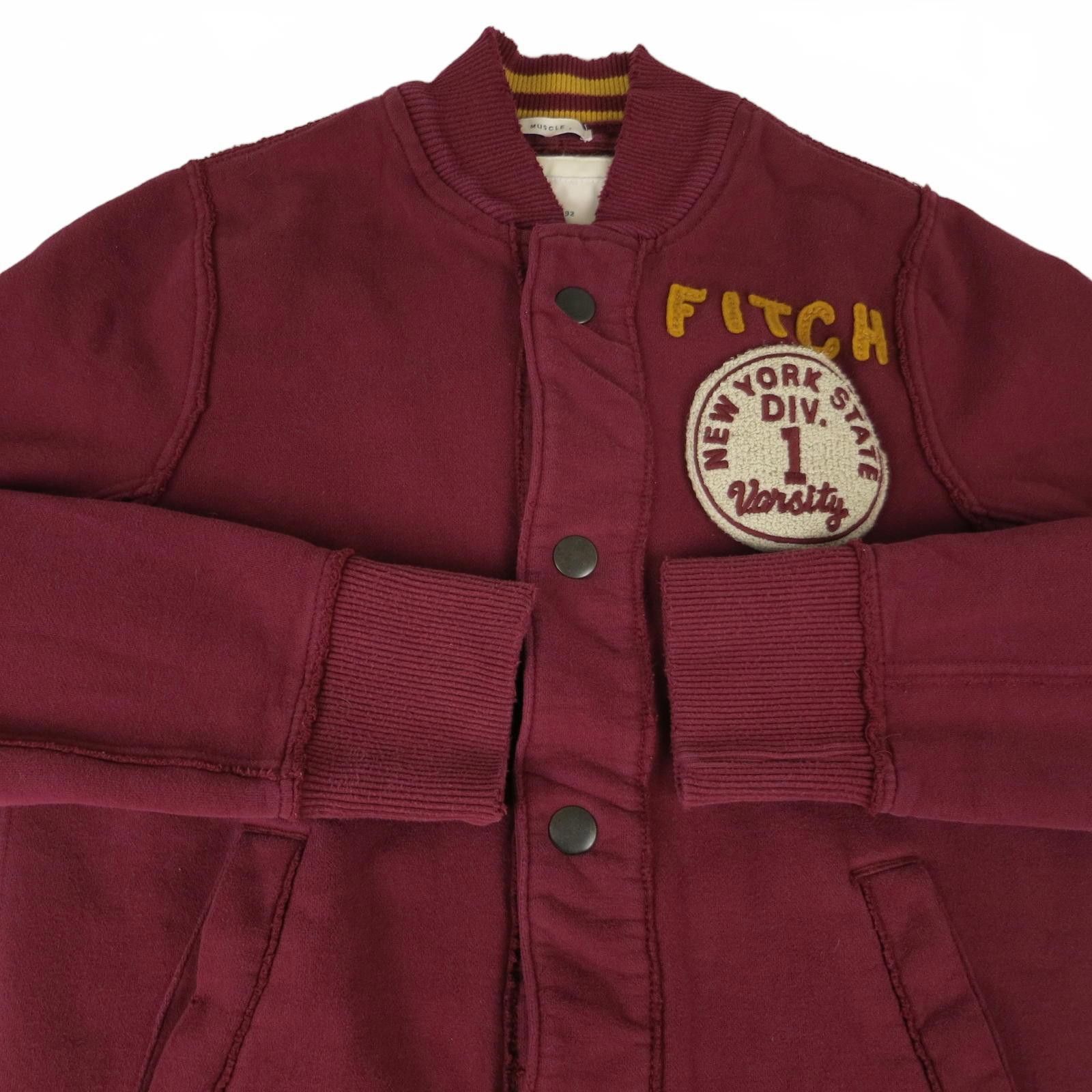 Abercrombie & Fitch Men's Medium Abercrombie & Fitch Burgundy Varsity Jacket Size US M / EU 48-50 / 2 - 2 Thumbnail