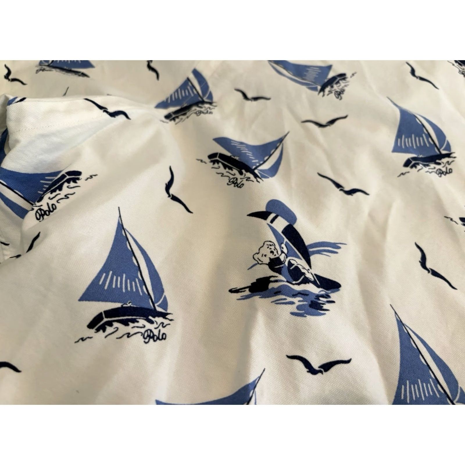 Polo Ralph Lauren Polo Ralph Lauren Short Sleeve Button-Up Shirt Mens 2XL White Beach Nautical Outdoor Sailing Bear Size US XXL / EU 58 / 5 - 2 Thumbnail