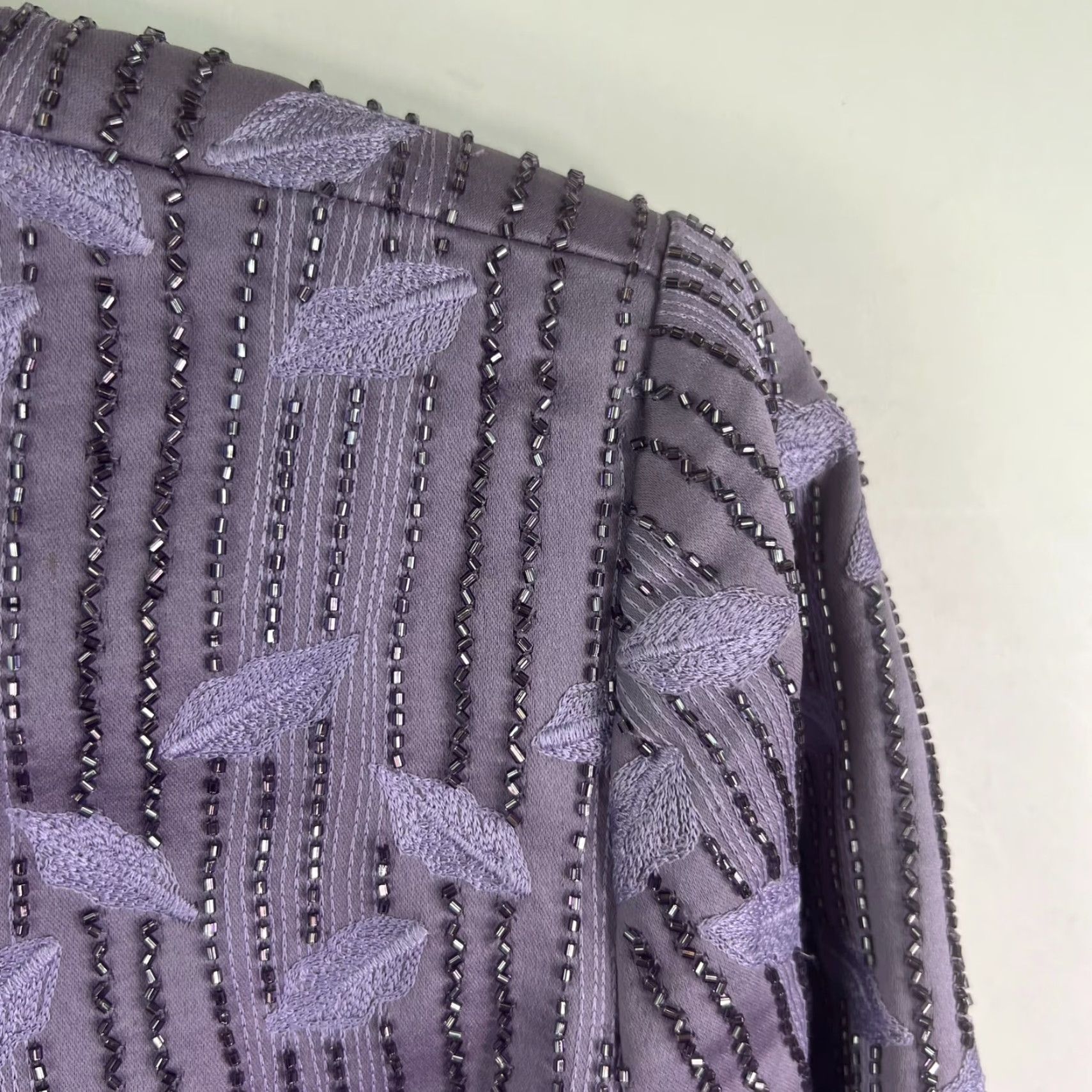 Vintage ZOLA Evening Wear Leaf Pattern Blazer Womens Size 16 Purple Size XXL / US 16-18 / IT 52-54 - 2 Thumbnail