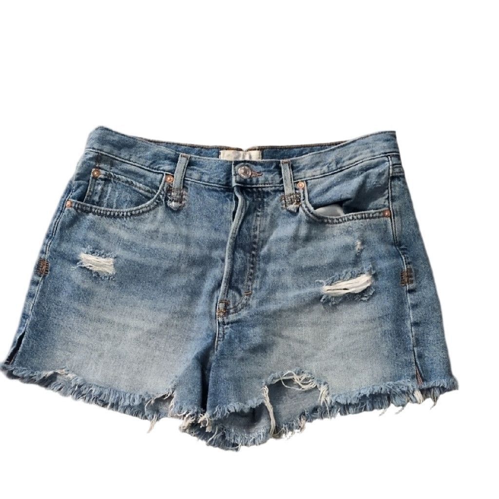 Free People Free People Button Fly Distressed Raw Hem Shorts Size 30 Size 30" / US 8 / IT 44 - 2 Thumbnail