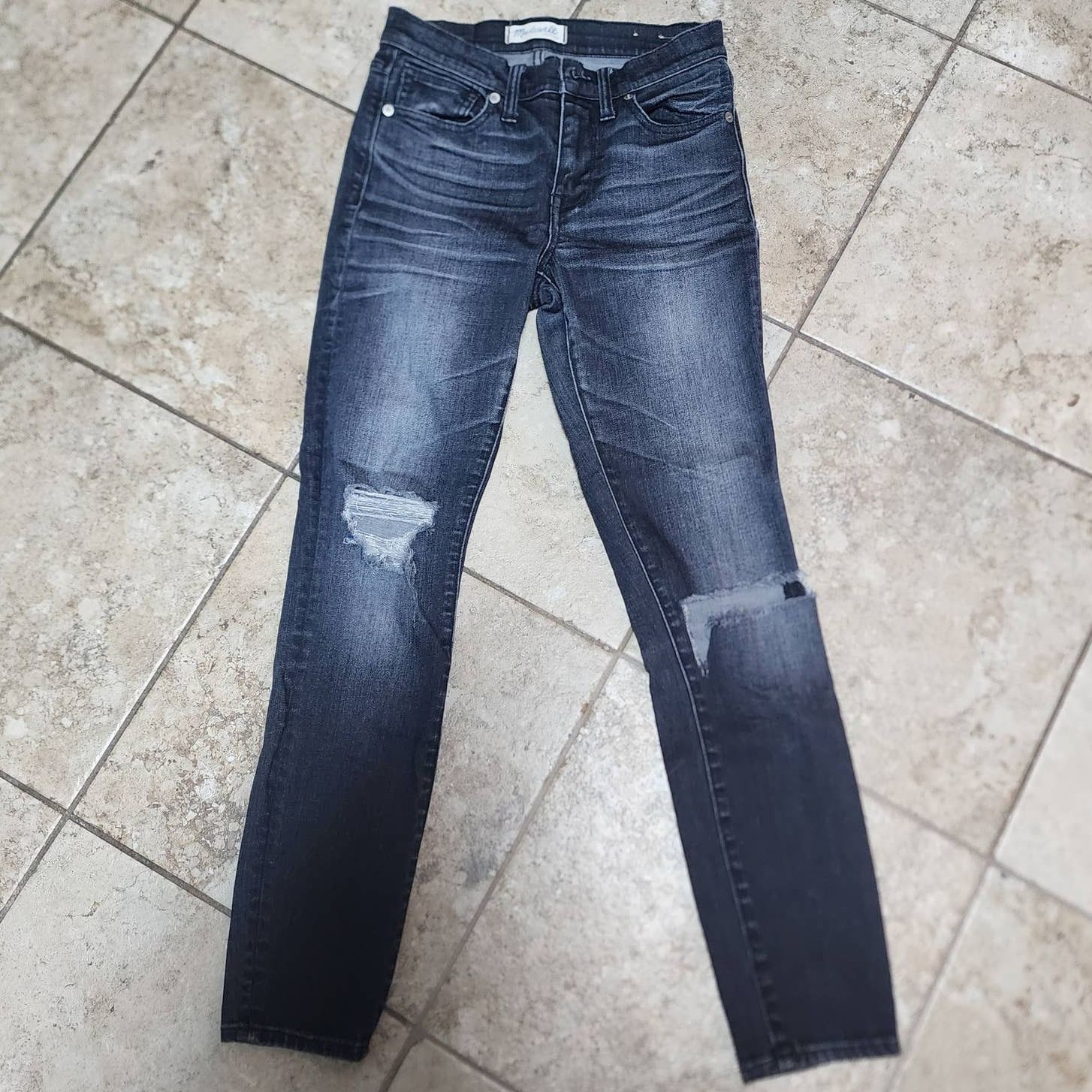 Madewell Madewell Distressed Knees High Riser Skinny Jeans Size 24 Size 24" / US 00 / IT 34 - 1 Thumbnail