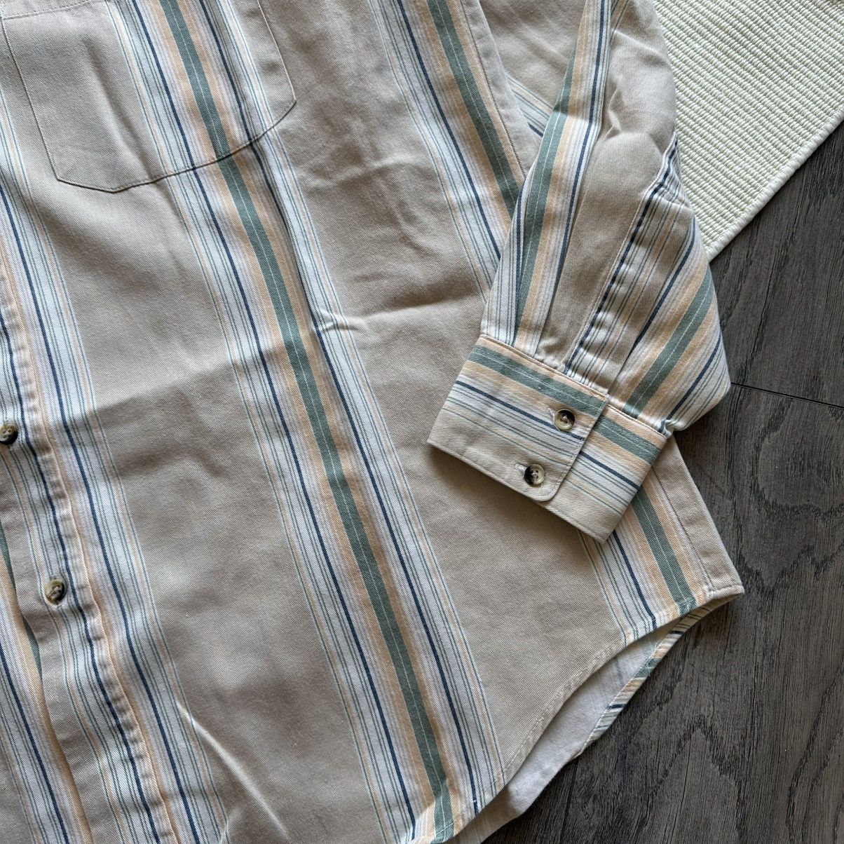Ruddock Shirts 90s Ruddock Bros. Horizontal Stripes Beige Shirt Size US L / EU 52-54 / 3 - 2 Thumbnail