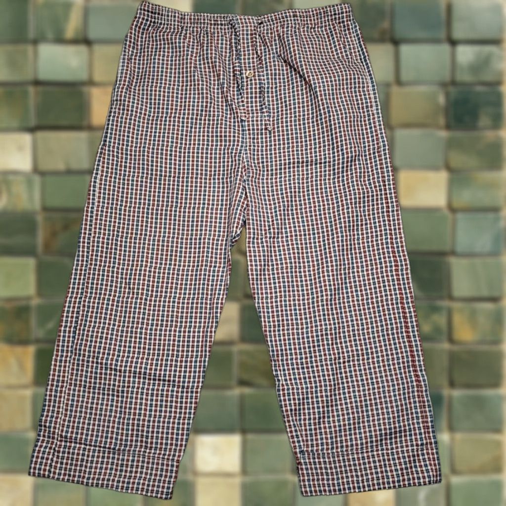 Vintage Fox Fire VTG Pant Women Medium Blue Red White Plaid Wide Leg Cropped Draw String Size 32" / US 10 / IT 46 - 1 Thumbnail