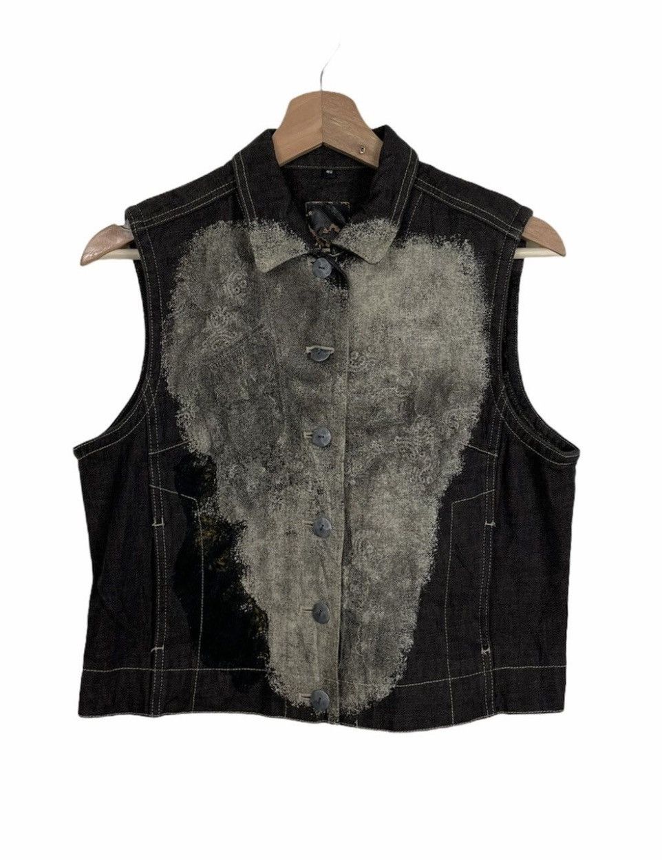 Designer × Japanese Brand Artisanal Destroyed Denim Vest | Made in Japan Heat Size US S / EU 44-46 / 1 - 1 Thumbnail