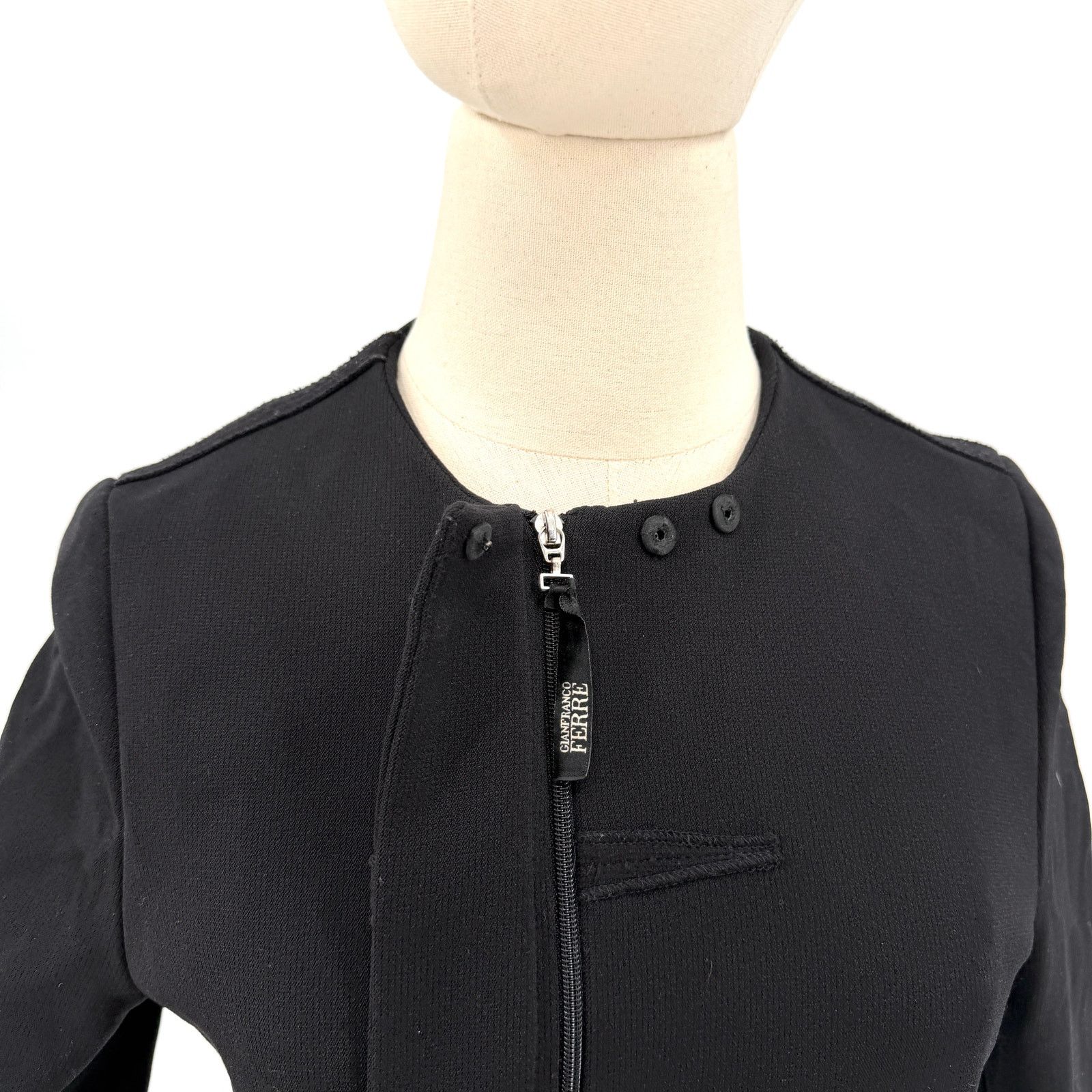 Gianfranco Ferre Vintage Y2K Black Technical Structured Peplum Zip Jacket Size M / US 6-8 / IT 42-44 - 6 Thumbnail