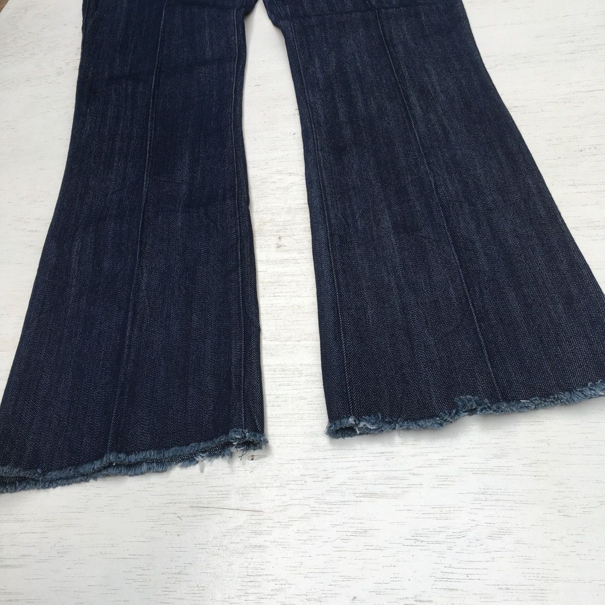 Japanese Brand BACK NUMBER FLARE MINI BOOTCUT JEANS RELEASE HEM WOMEN Size 29" - 13 Thumbnail