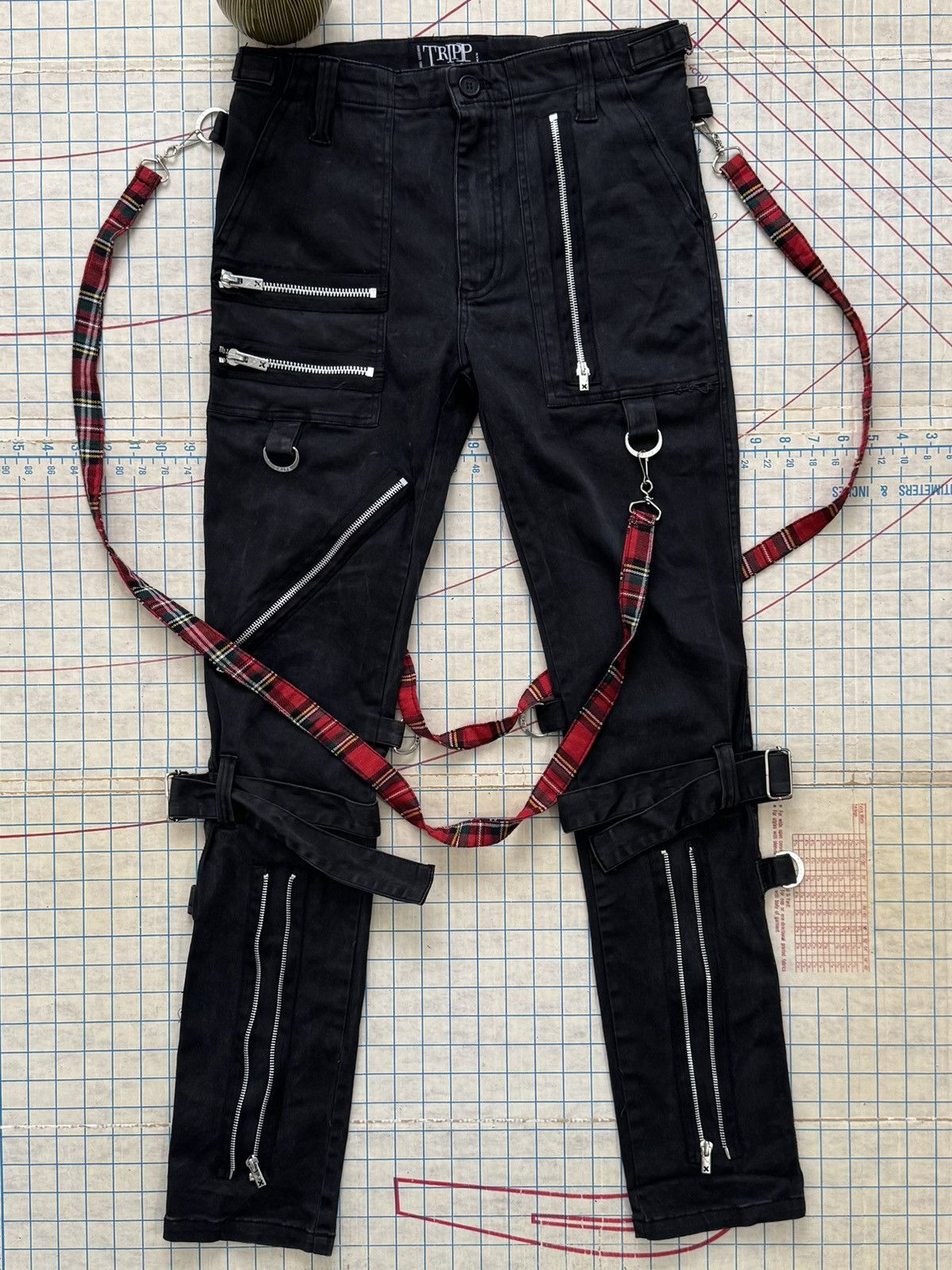Tripp NYC Strap Zipper Bondage Pants Black Mens Size 32