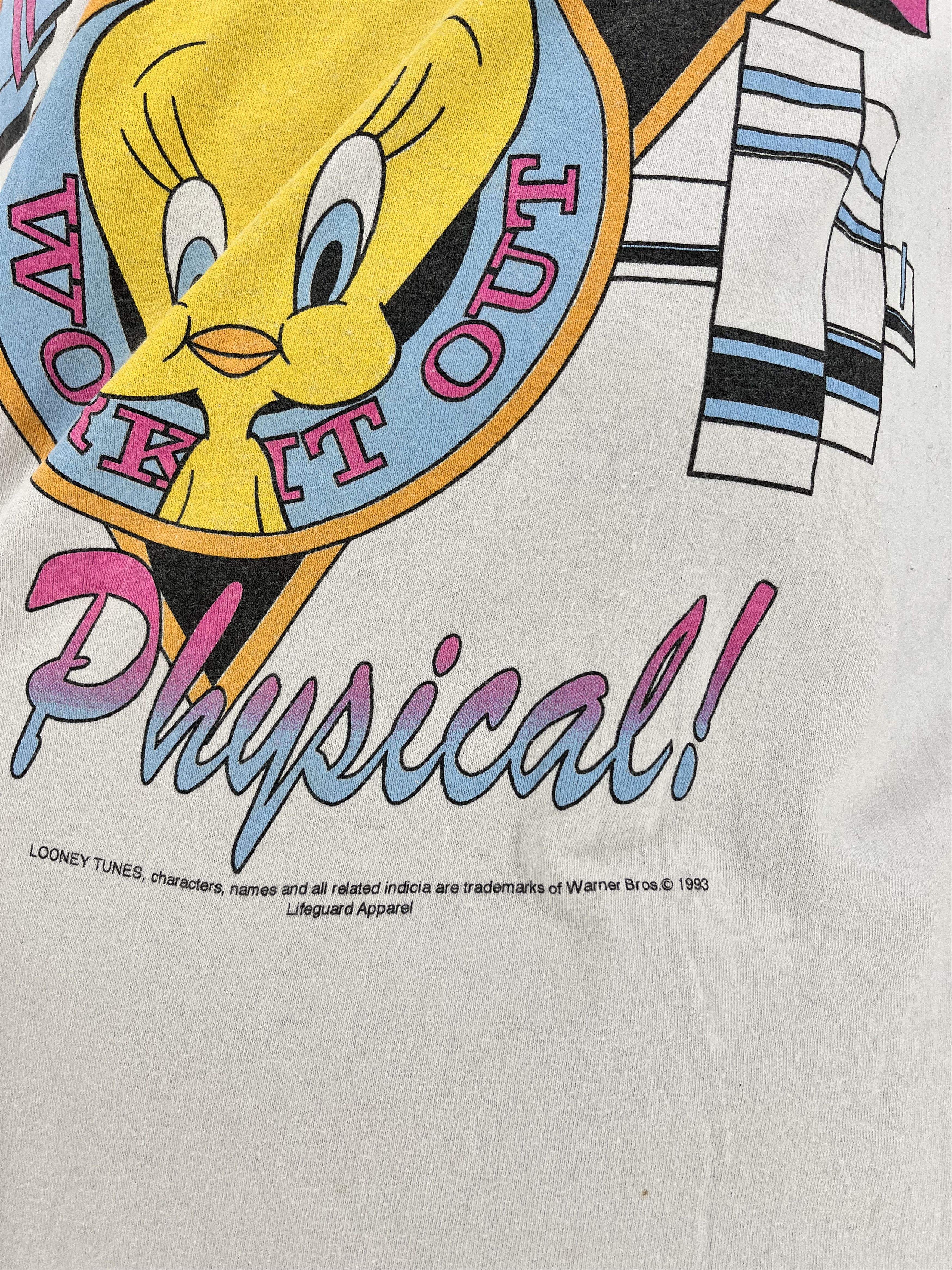 Disney × Vintage × Warner Bros Vtg 1993 Tweety’s Gym Looney Tunes Workout Theme Mens TShirt Size US L / EU 52-54 / 3 - 8 Thumbnail