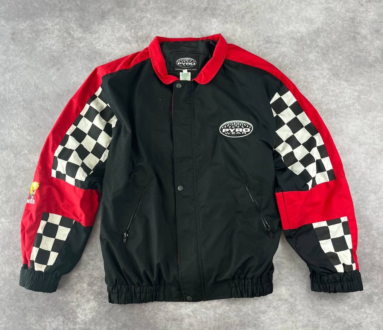 Other Pyro Wear Racing Jacket Black Red Checkered Flag Sleeves XL Size US XL / EU 56 / 4 - 1 Thumbnail