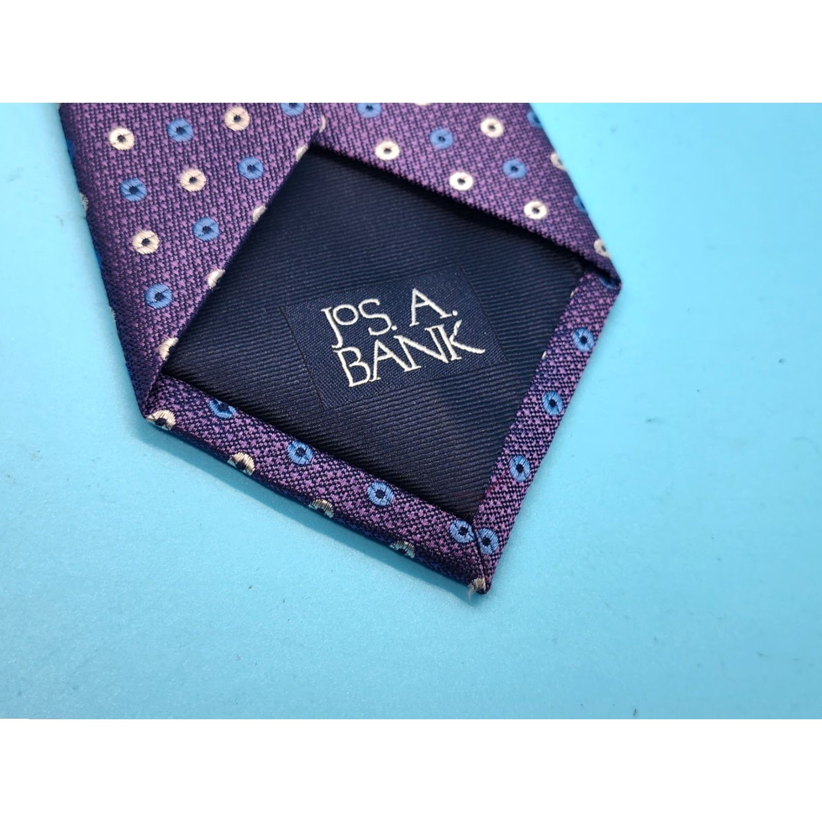 Jos. A. Bank Jos A. Bank Necktie 100% Silk Medallion Purple Blue White Multicolor Designer Men One Size Size ONE SIZE - 5 Thumbnail