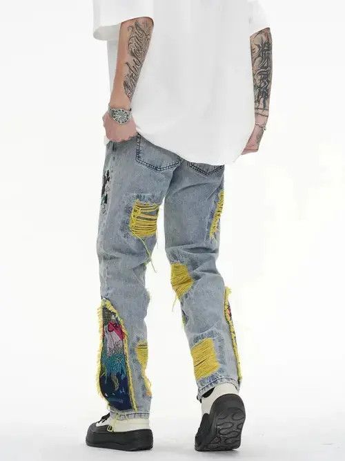 Other Embroidered Patch Denim Ripped Jeans Size US 31 - 4 Thumbnail