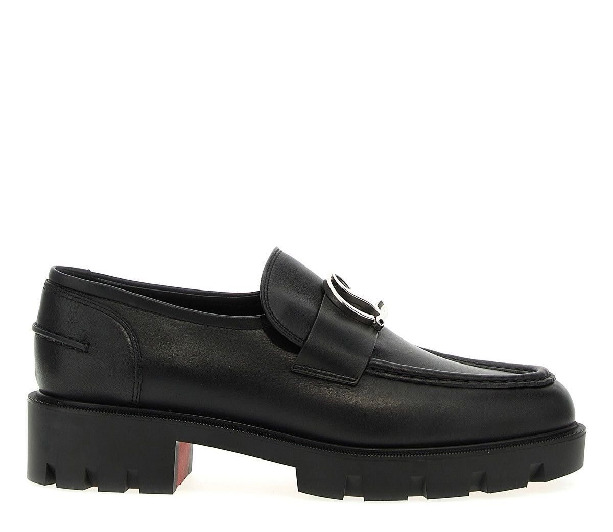 image of Christian Louboutin Cl Leather Loafers Size 37.5 in Black, Women's