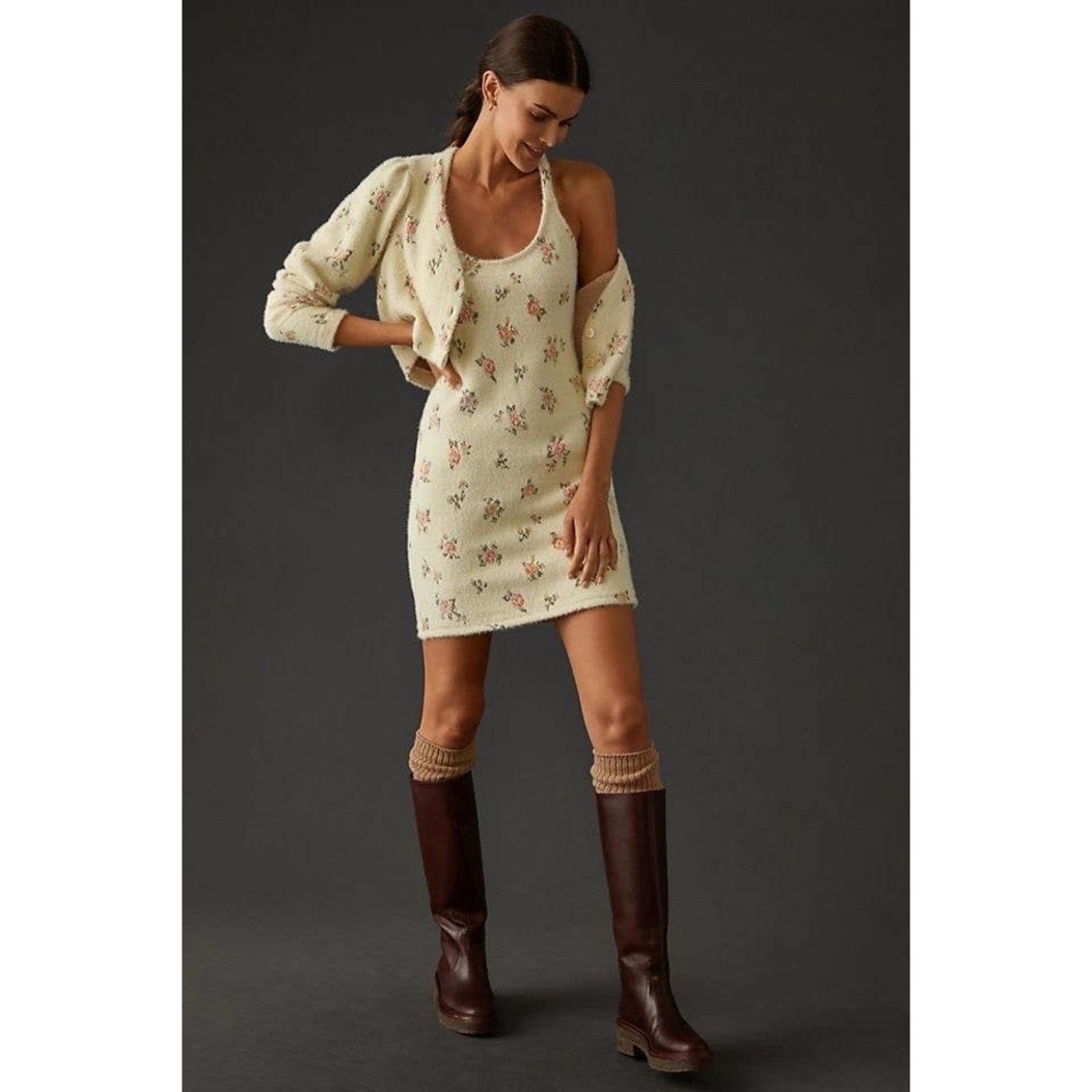 Anthropologie Anthropologie Daily Practice Floral Sweater Dress Set Size M / US 6-8 / IT 42-44 - 2 Thumbnail