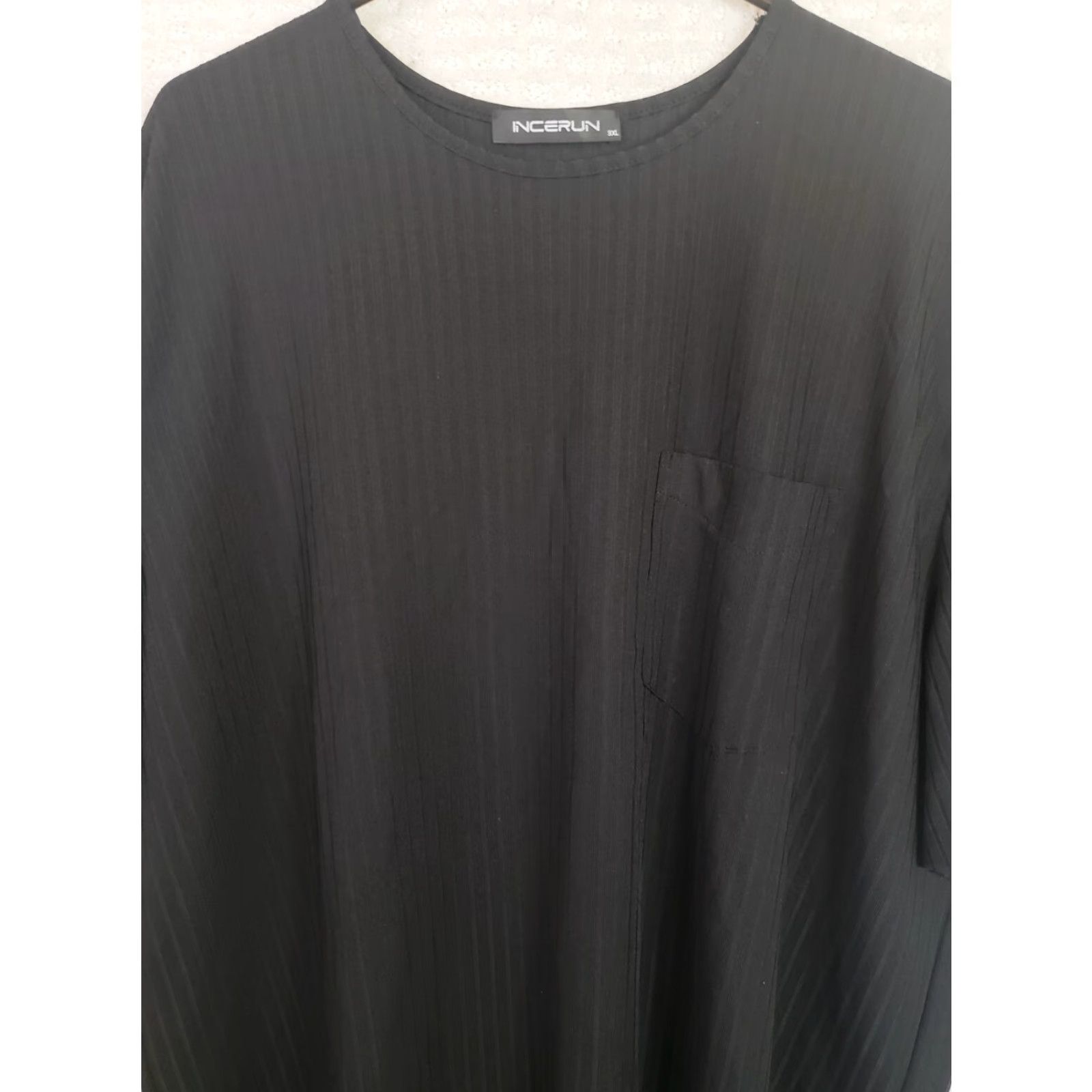 Vintage Incerun Shirt Men 3XL Ribknit Pocket Tee Black Short Sleeve Crew Neck Casual Comfort Shirt Tee Size US XXL / EU 58 / 5 - 2 Thumbnail