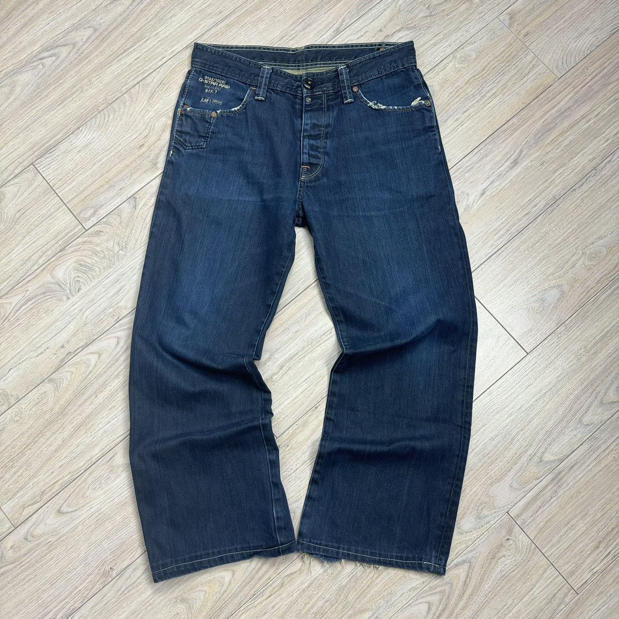 G-Star Vintage G-Star Raw 3301 Distressed Dark Y2K Baggy Denim Jean Size US 31 - 3 Thumbnail
