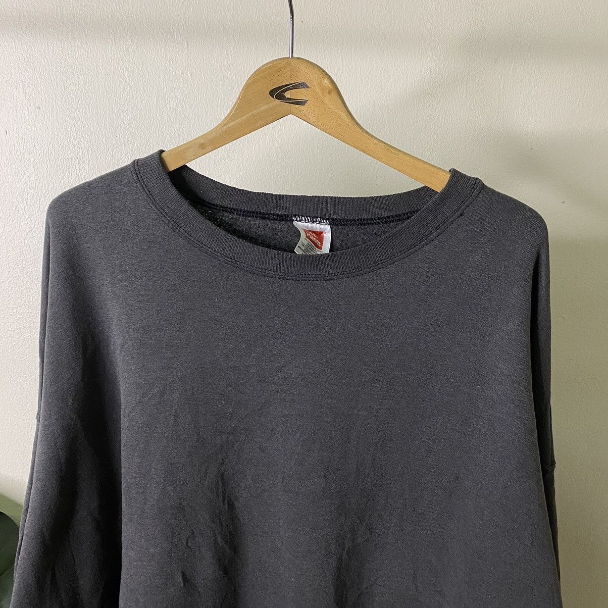 Hanes × Vintage Vintage 2000s Hanes Dark Grey Blank Sweatshirt 2XL Size US XXL / EU 58 / 5 - 2 Thumbnail