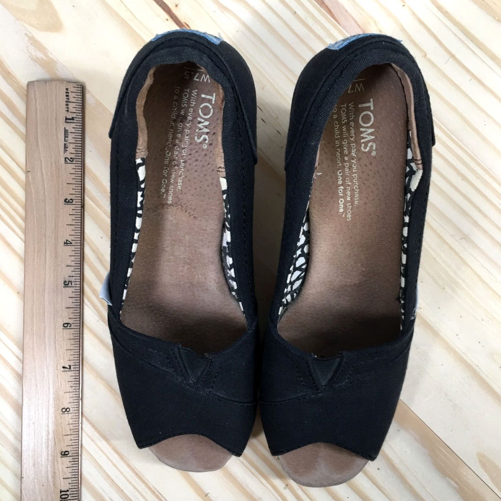 Toms TOMS Heels Womens 7.5 Calypso Peep Toe Slip On Espadrille Wedge Pumps Black Size US 8 / IT 38 - 7 Thumbnail