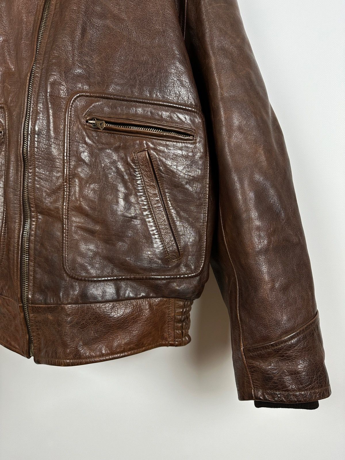 Chevignon Vintage Chevignon France A-2 Brown Heavy Leather Jacket Size US XL / EU 56 / 4 - 9 Thumbnail